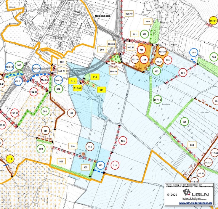 Ausschnitt aus der Karte zum Plan nach § 41 FlurbG (2. Planänderung)