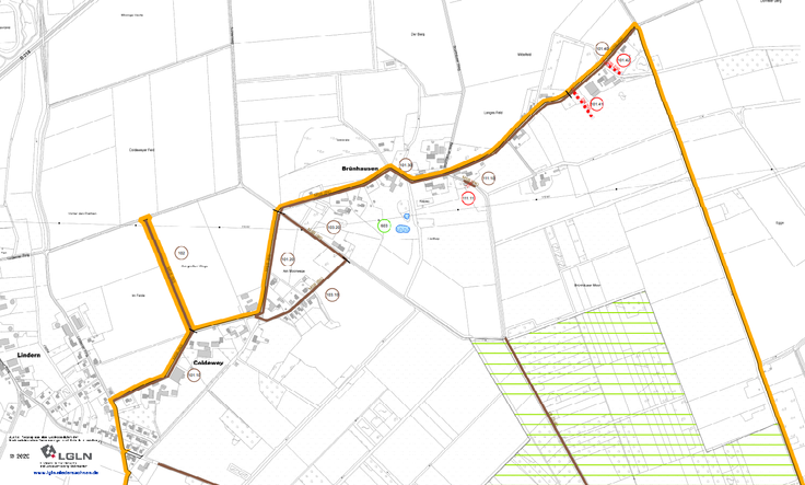 Auszug aus dem Wege- und Gewässerplan