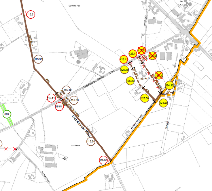 Auszug aus dem Wege- und Gewässerplan